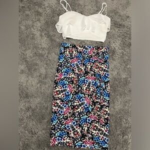 Bebe high waisted skirt and crop top